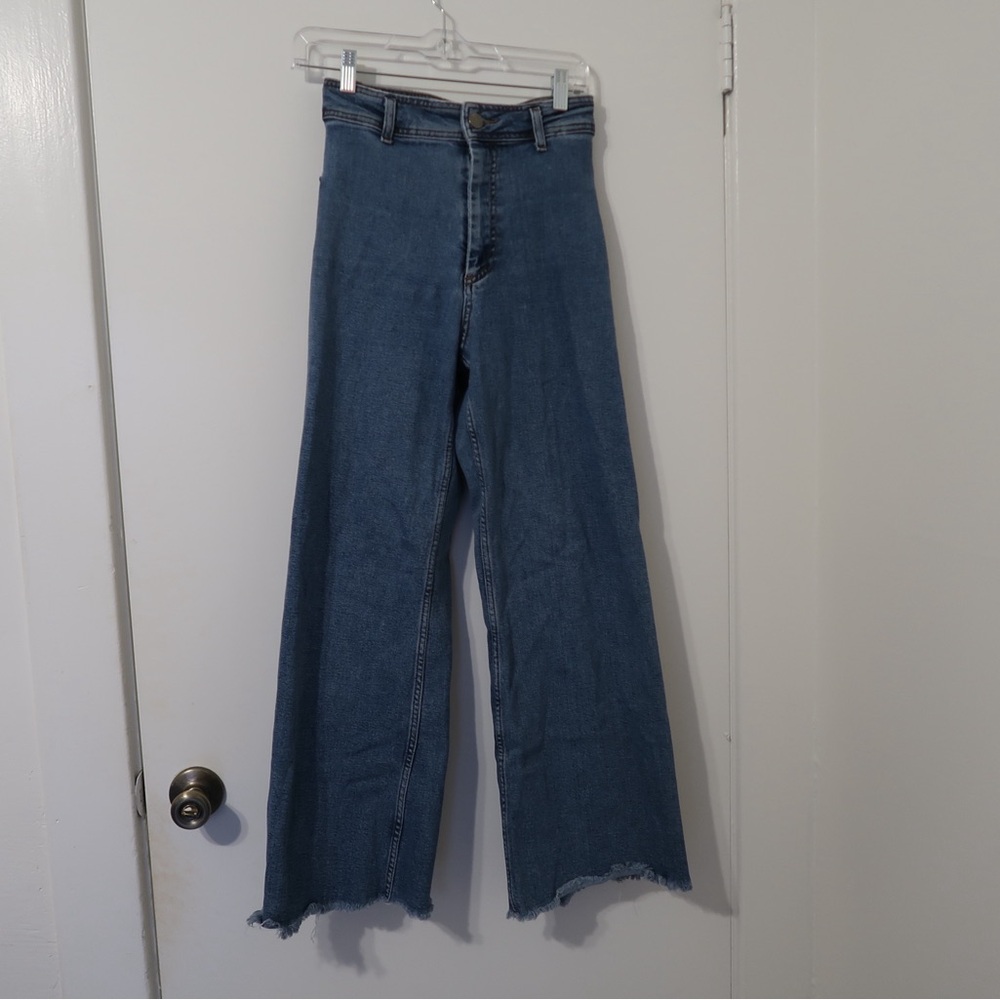 Zara Marine Straight Denim Jeans with Distressed bottom